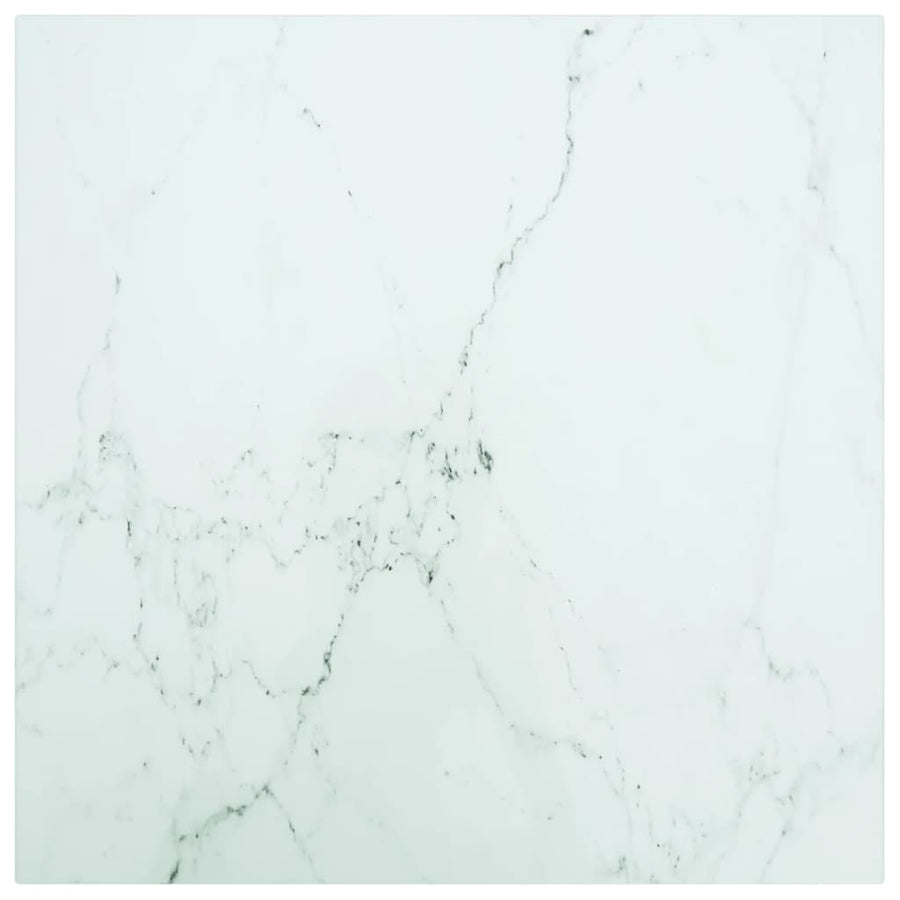 Tafelblad 70X70 Cm 6 Mm Gehard Glas Met Marmeren Design Zwart