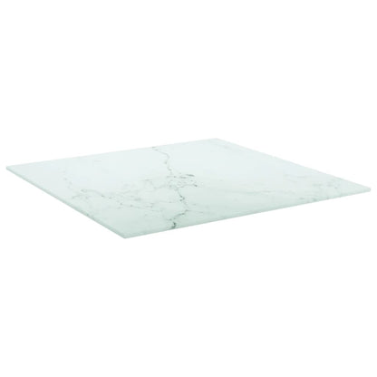 Tafelblad 6 Mm Gehard Glas Met Marmeren Design 50 x 50 cm Wit