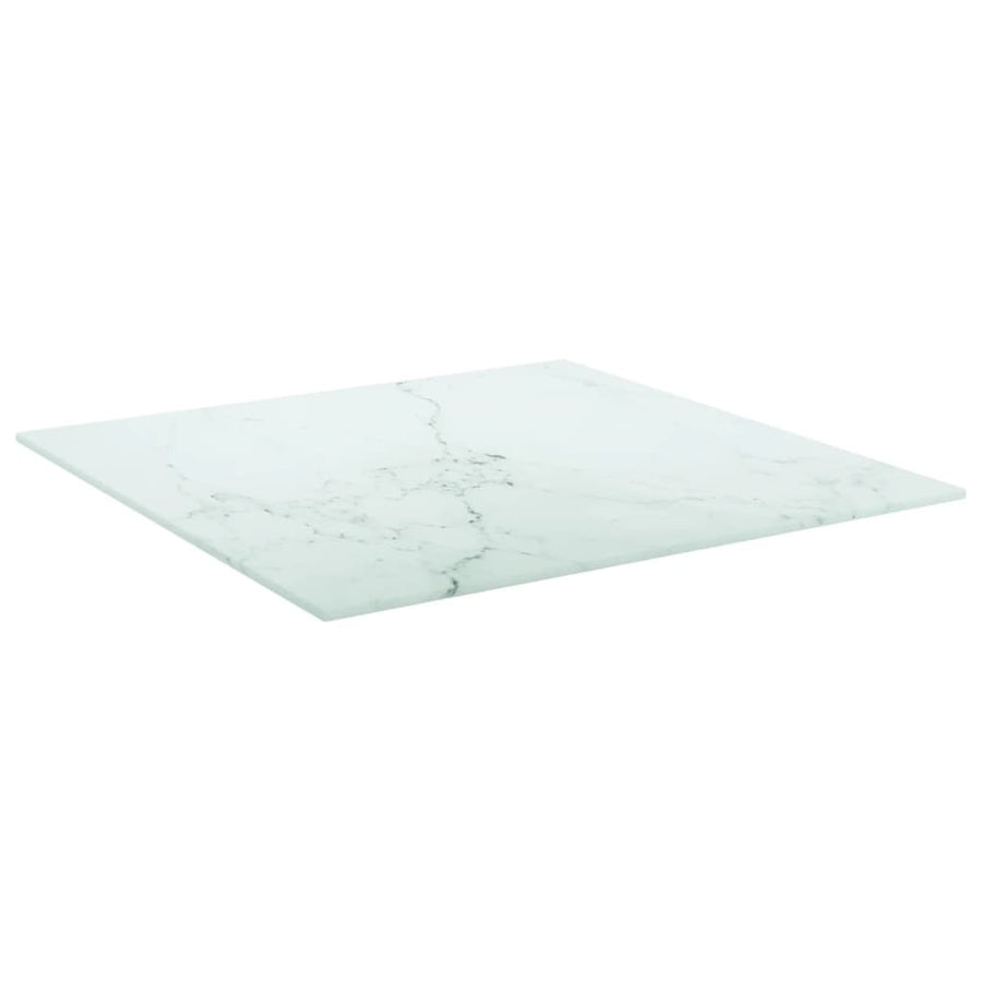Tafelblad 6 Mm Gehard Glas Met Marmeren Design 50 x 50 cm Wit