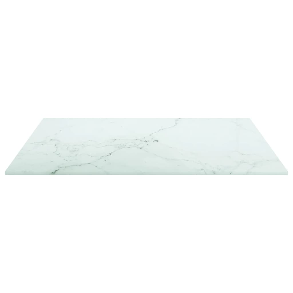 Tafelblad 6 Mm Gehard Glas Met Marmeren Design 50 x 50 cm Wit