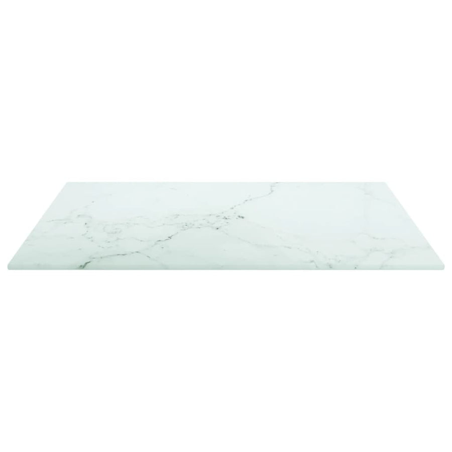 Tafelblad 6 Mm Gehard Glas Met Marmeren Design 50 x 50 cm Wit