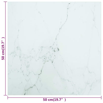 Tafelblad 6 Mm Gehard Glas Met Marmeren Design 50 x 50 cm Wit
