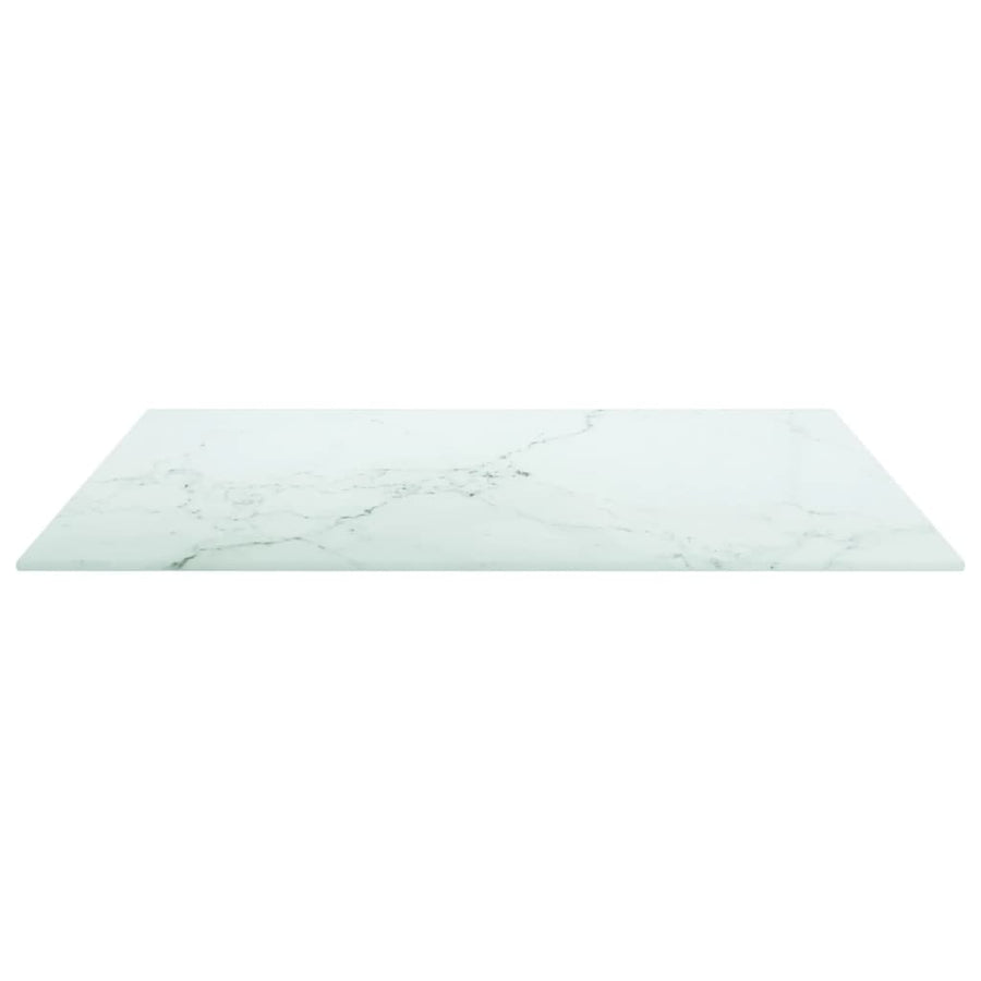Tafelblad 60x60 cm 6 mm gehard glas met marmeren design wit 60 x 60 cm Wit