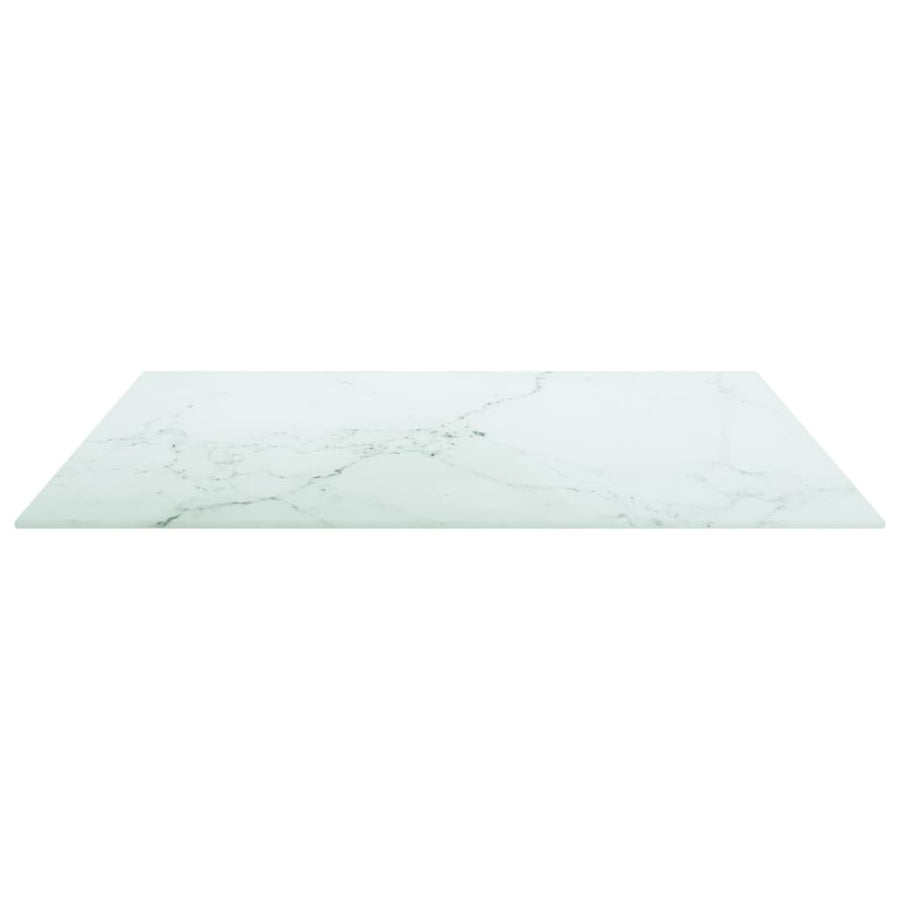 Tafelblad marmerontwerp 6 mm 70x70 cm gehard glas wit 70 x 70 cm Wit