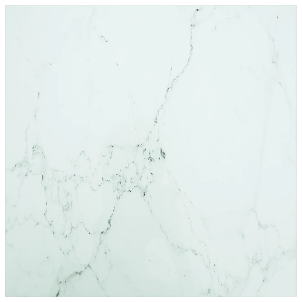 Tafelblad 80X80 Cm 6 Mm Gehard Glas Met Marmeren Design Wit 1 80 x 80 cm