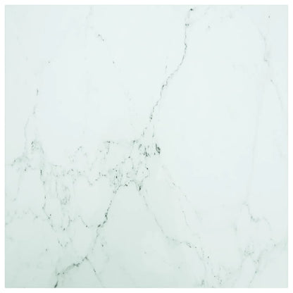 Tafelblad 80X80 Cm 6 Mm Gehard Glas Met Marmeren Design Wit 1 80 x 80 cm