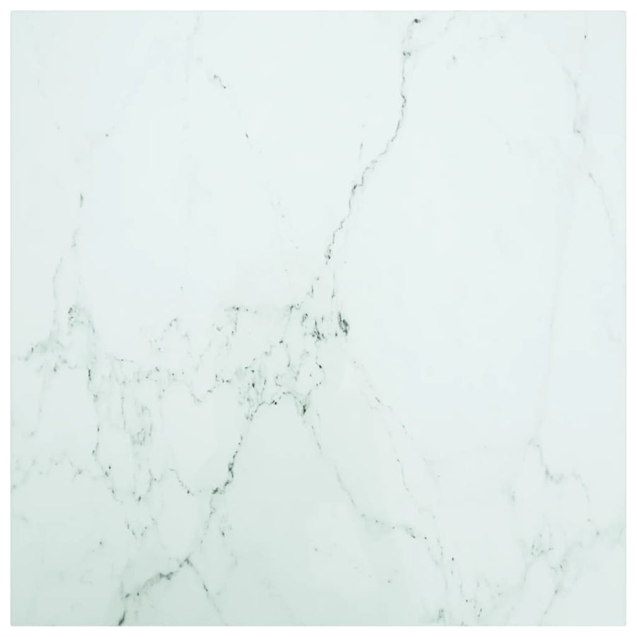 Tafelblad 80X80 Cm 6 Mm Gehard Glas Met Marmeren Design Wit 1 80 x 80 cm