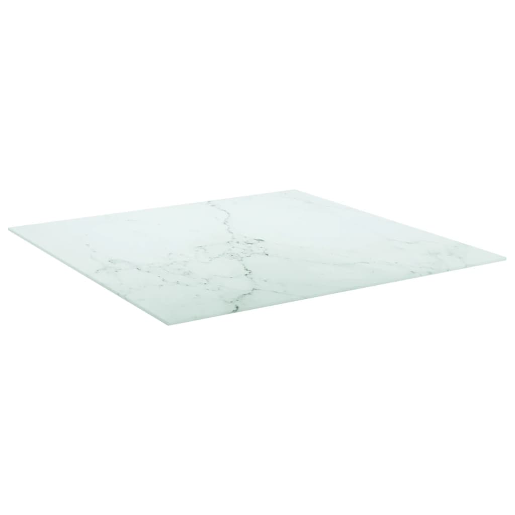 Tafelblad 80X80 Cm 6 Mm Gehard Glas Met Marmeren Design Wit 1 80 x 80 cm