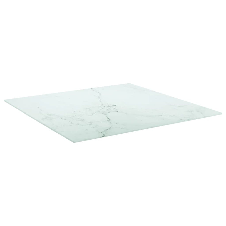 Tafelblad 80X80 Cm 6 Mm Gehard Glas Met Marmeren Design Wit 1 80 x 80 cm