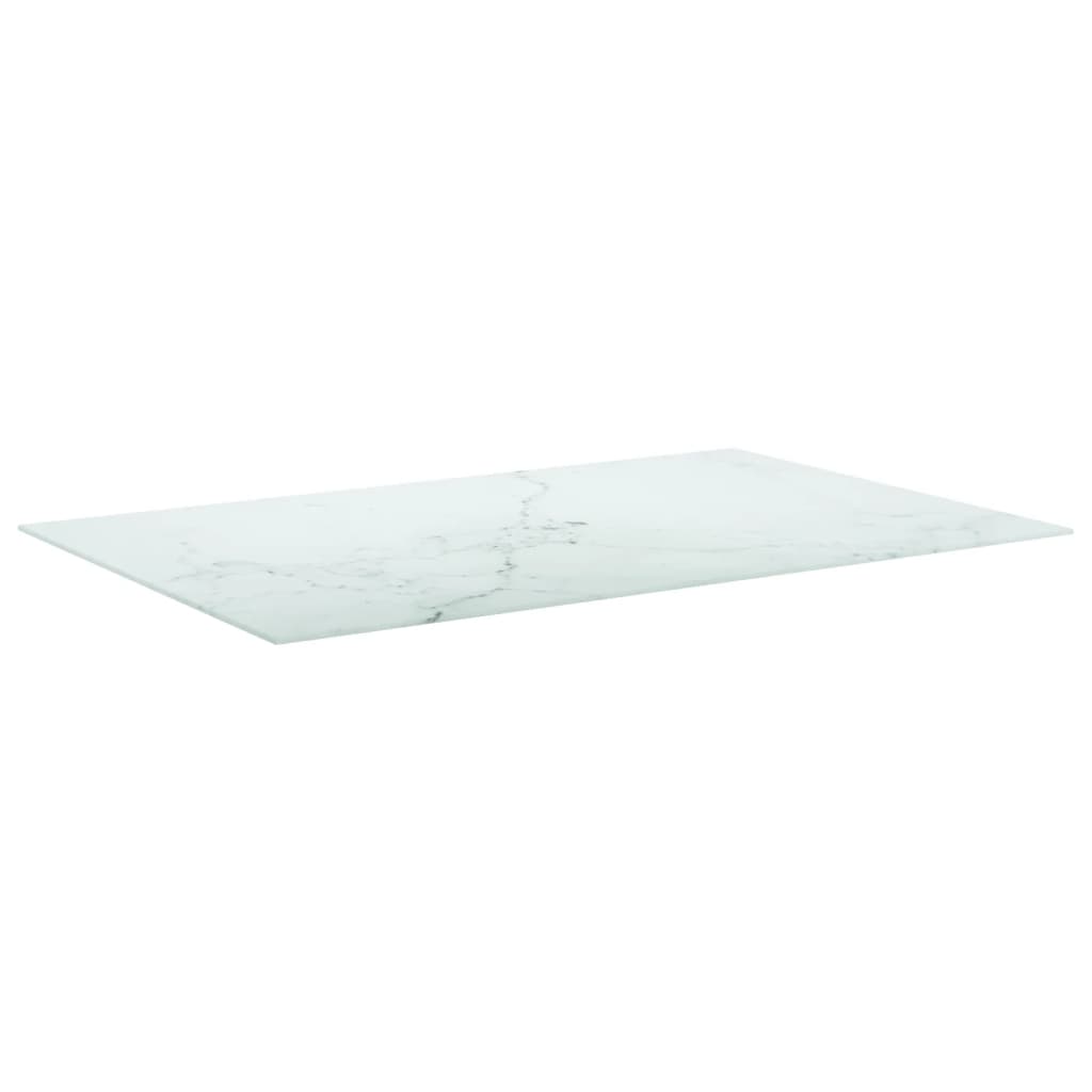 Tafelblad 120x62 cm 8 mm gehard glas met marmeren design wit 100 x 62 cm Wit