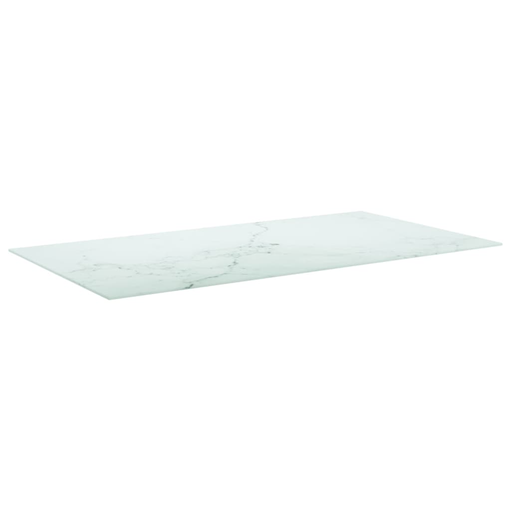 Tafelblad 8 Mm Gehard Glas Met Marmeren Design 120 x 65 cm Wit
