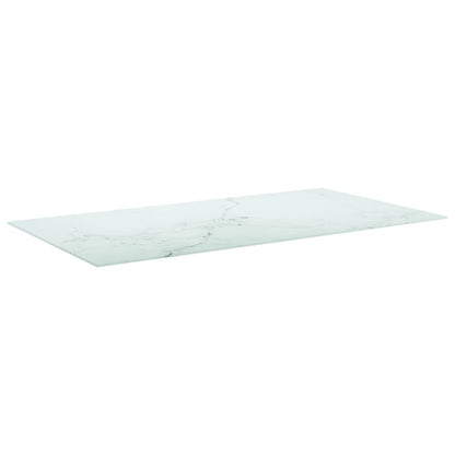 Tafelblad 8 Mm Gehard Glas Met Marmeren Design 120 x 65 cm Wit