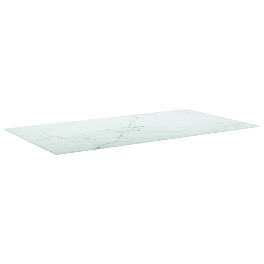 Tafelblad 8 Mm Gehard Glas Met Marmeren Design 120 x 65 cm Wit