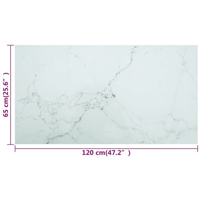 Tafelblad 8 Mm Gehard Glas Met Marmeren Design 120 x 65 cm Wit