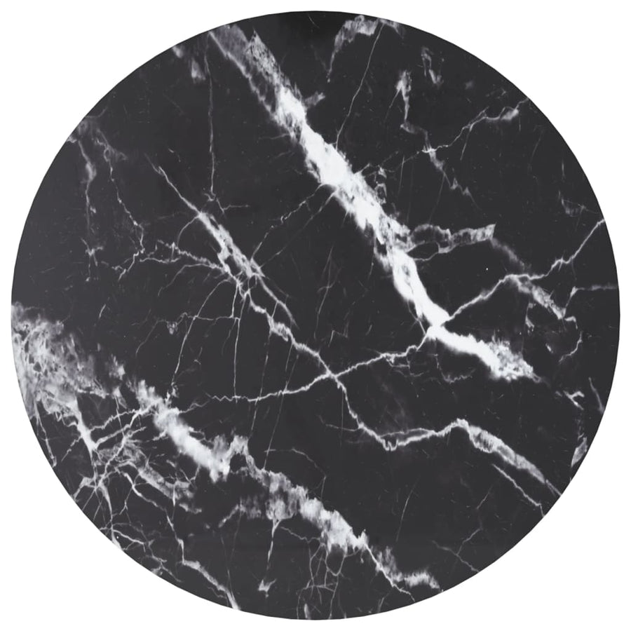 Tafelblad 70X70 Cm 6 Mm Gehard Glas Met Marmeren Design Zwart