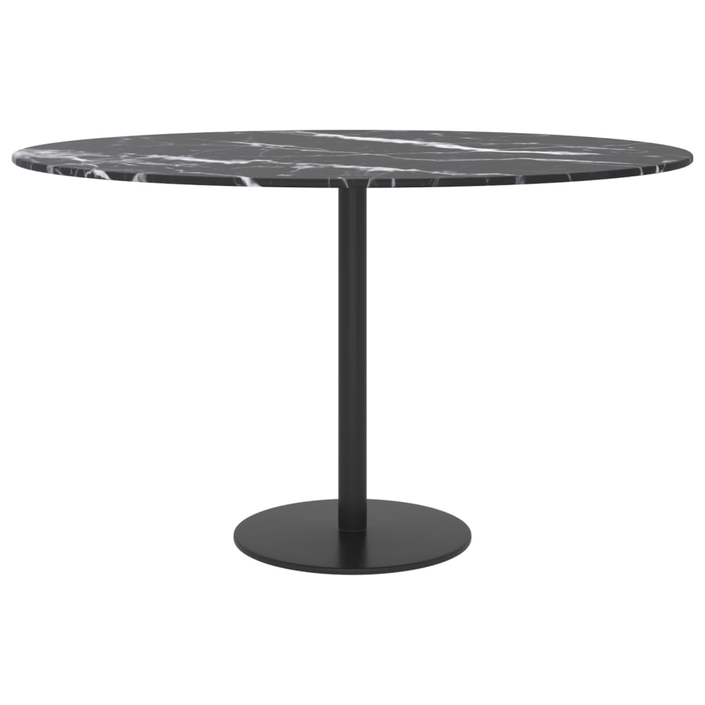 Tafelblad Ø70X0,8 Cm Gehard Glas Met Marmeren Design Zwart Ø 70 cm Zwart en wit