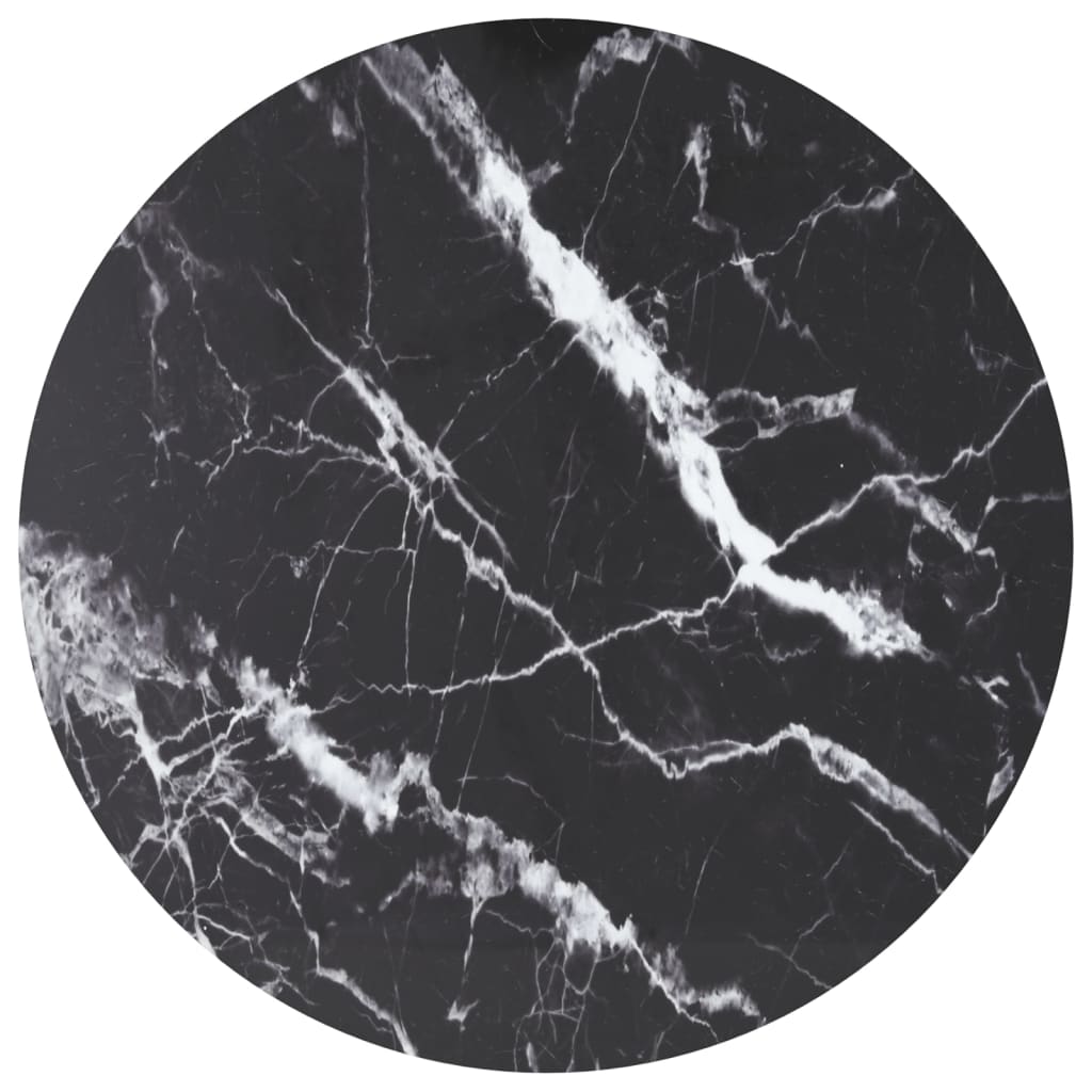 Tafelblad 70X70 Cm 6 Mm Gehard Glas Met Marmeren Design Zwart