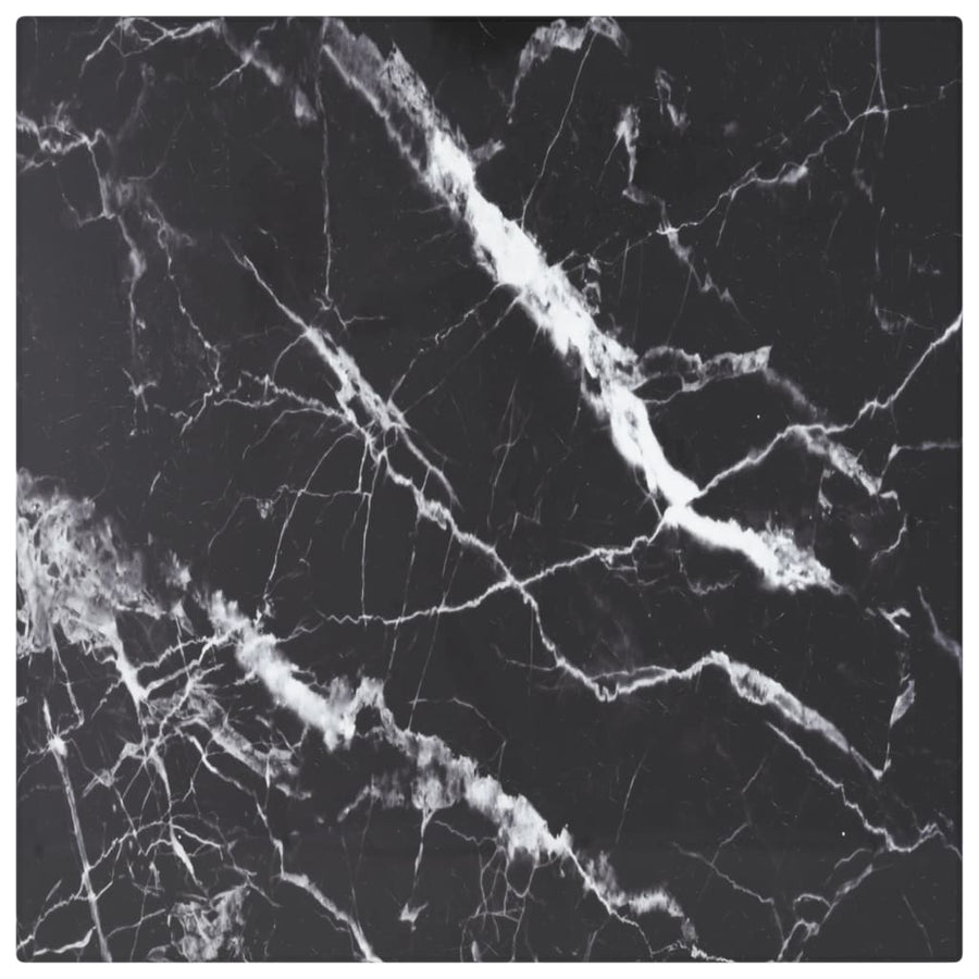 Tafelblad 30X30 Cm 6 Mm Gehard Glas Met Marmeren Design Zwart