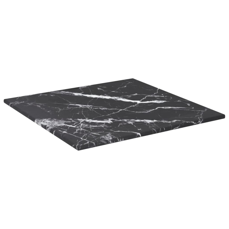 Tafelblad 30X30 Cm 6 Mm Gehard Glas Met Marmeren Design Zwart