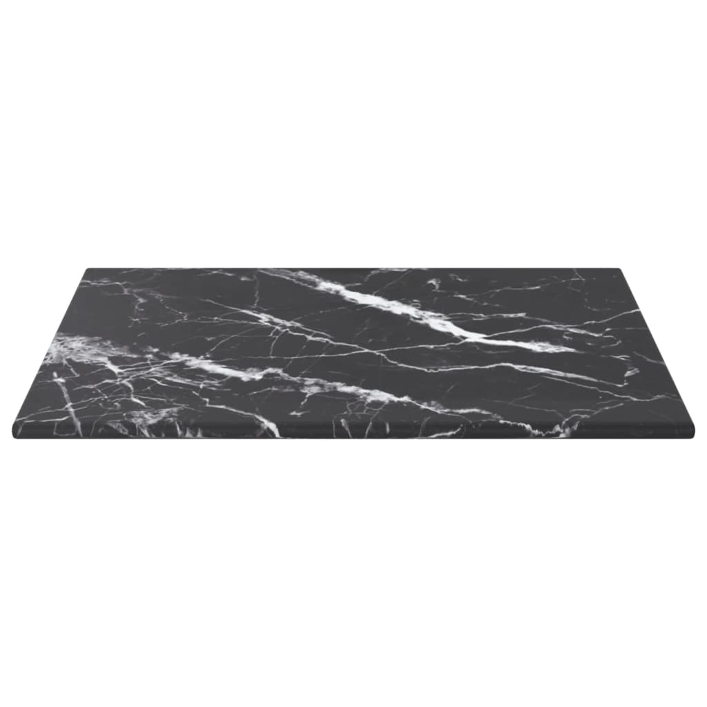 Tafelblad 30X30 Cm 6 Mm Gehard Glas Met Marmeren Design Zwart
