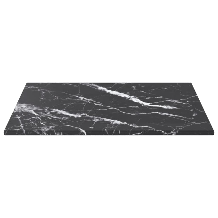 Tafelblad 30X30 Cm 6 Mm Gehard Glas Met Marmeren Design Zwart