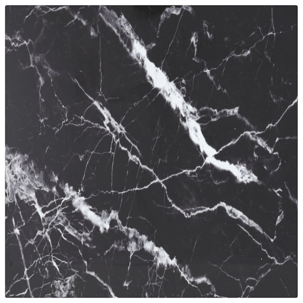 Tafelblad 70X70 Cm 6 Mm Gehard Glas Met Marmeren Design Zwart
