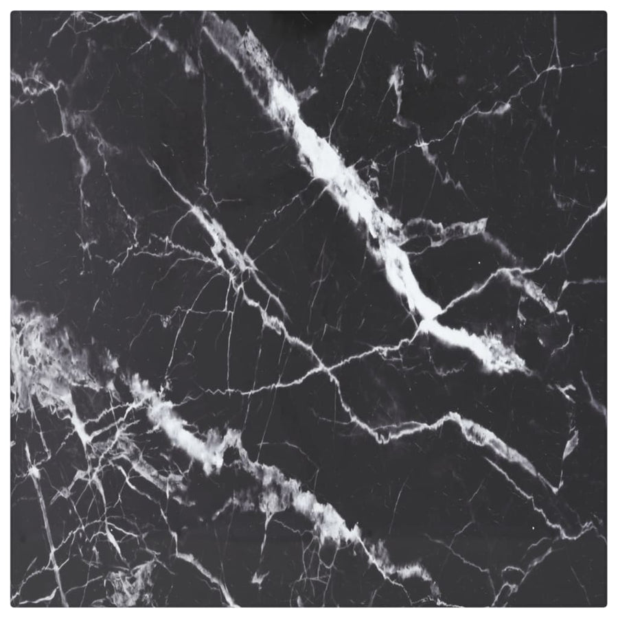Tafelblad 70X70 Cm 6 Mm Gehard Glas Met Marmeren Design Zwart