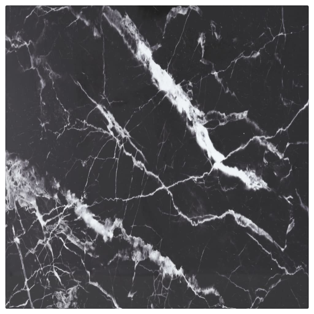 Tafelblad 70X70 Cm 6 Mm Gehard Glas Met Marmeren Design Zwart