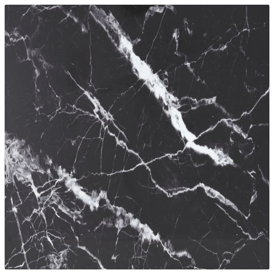 Tafelblad 70X70 Cm 6 Mm Gehard Glas Met Marmeren Design Zwart