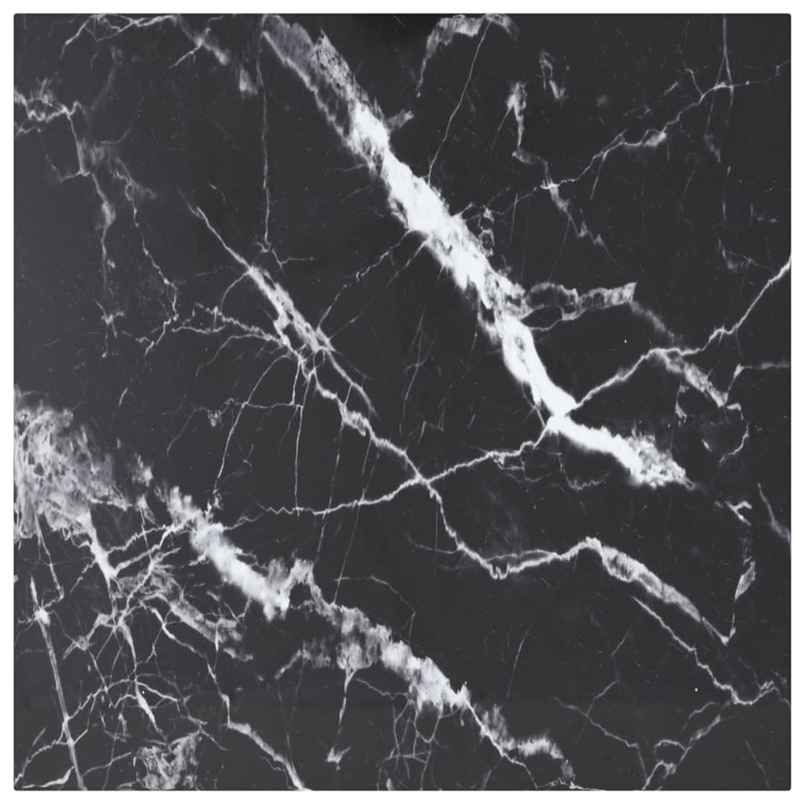 Tafelblad 60X60 Cm 6 Mm Gehard Glas Met Marmeren Design Zwart 1 60 x 60 cm Zwart en wit