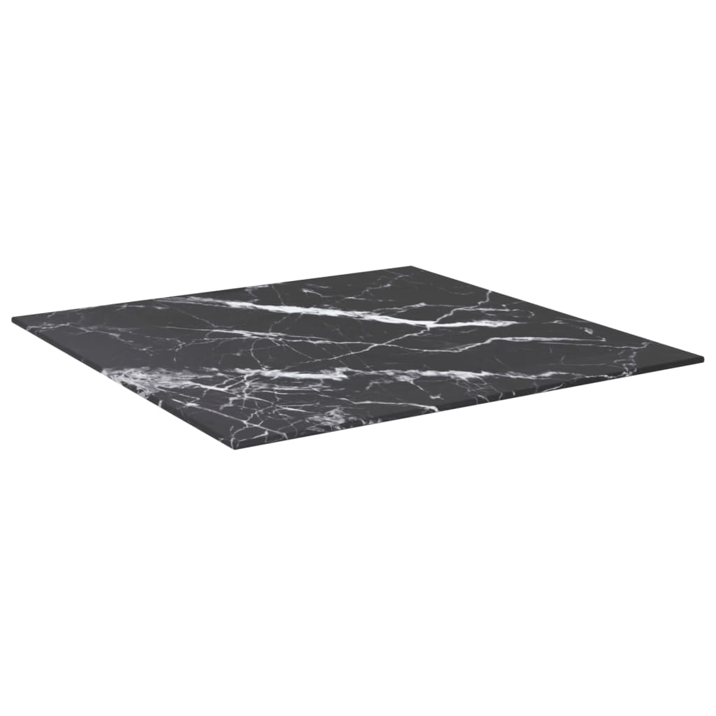 Tafelblad 60X60 Cm 6 Mm Gehard Glas Met Marmeren Design Zwart 1 60 x 60 cm Zwart en wit