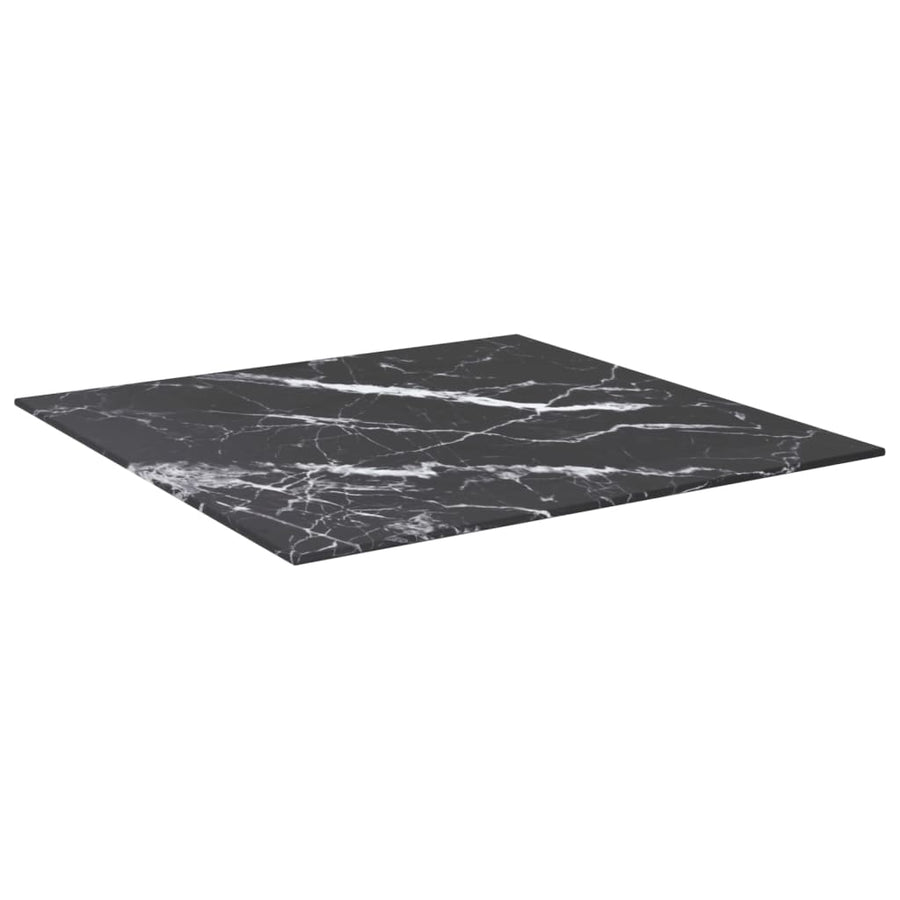 Tafelblad 60X60 Cm 6 Mm Gehard Glas Met Marmeren Design Zwart 1 60 x 60 cm Zwart en wit