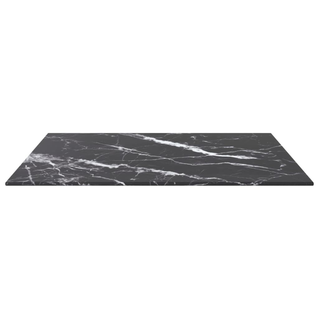 Tafelblad 60X60 Cm 6 Mm Gehard Glas Met Marmeren Design Zwart 1 60 x 60 cm Zwart en wit