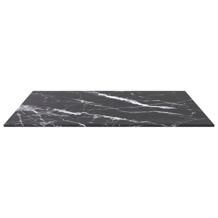 Tafelblad 60X60 Cm 6 Mm Gehard Glas Met Marmeren Design Zwart 1 60 x 60 cm Zwart en wit