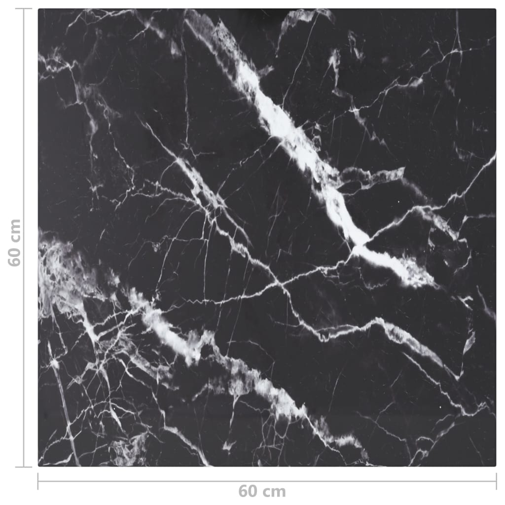 Tafelblad 60X60 Cm 6 Mm Gehard Glas Met Marmeren Design Zwart 1 60 x 60 cm Zwart en wit