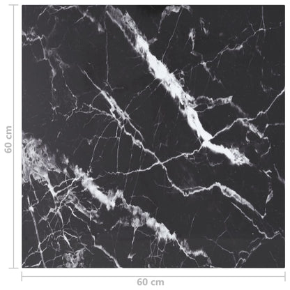 Tafelblad 60X60 Cm 6 Mm Gehard Glas Met Marmeren Design Zwart 1 60 x 60 cm Zwart en wit