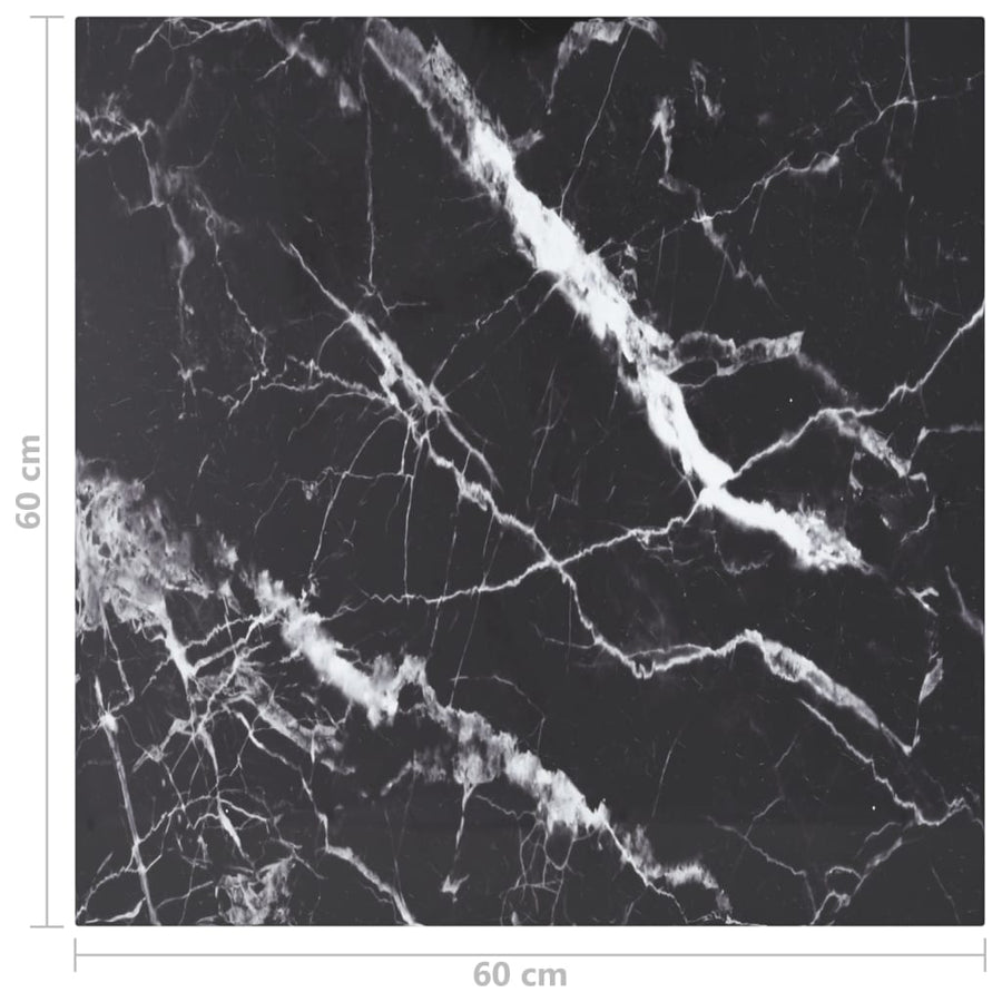 Tafelblad 60X60 Cm 6 Mm Gehard Glas Met Marmeren Design Zwart 1 60 x 60 cm Zwart en wit