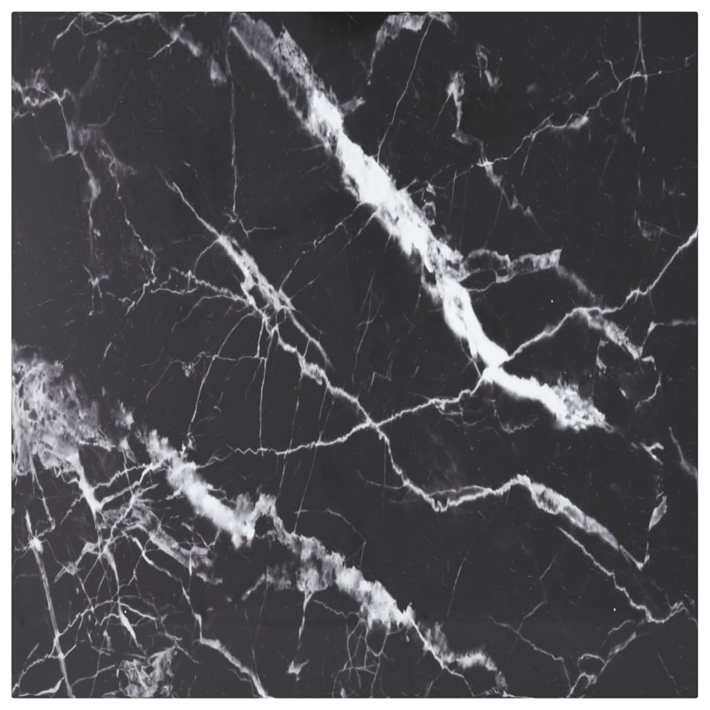Tafelblad 70X70 Cm 6 Mm Gehard Glas Met Marmeren Design Zwart 70 x 70 cm Zwart en wit