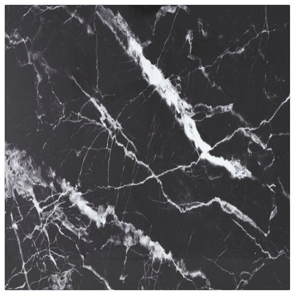 Tafelblad 70X70 Cm 6 Mm Gehard Glas Met Marmeren Design Zwart 70 x 70 cm Zwart en wit