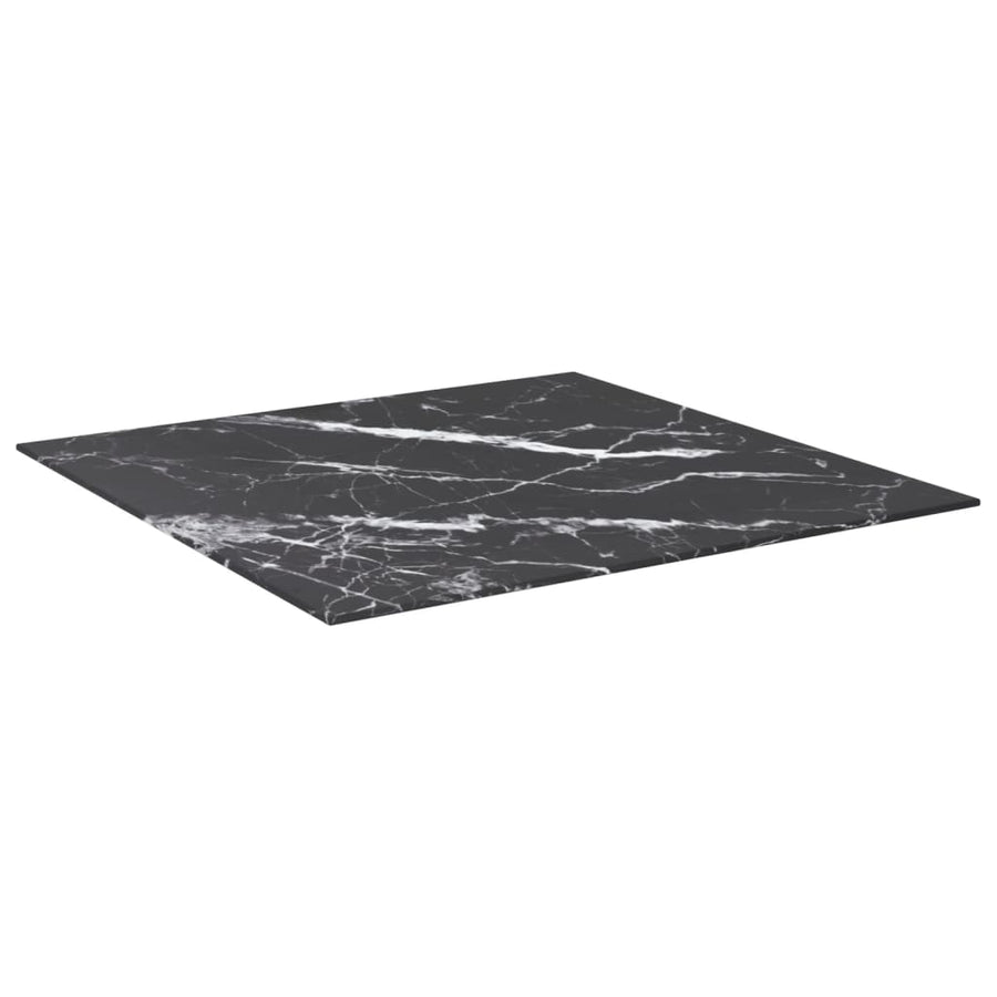 Tafelblad 70X70 Cm 6 Mm Gehard Glas Met Marmeren Design Zwart