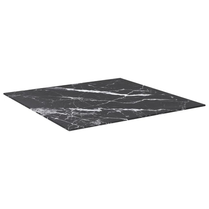 Tafelblad 70X70 Cm 6 Mm Gehard Glas Met Marmeren Design Zwart 70 x 70 cm Zwart en wit