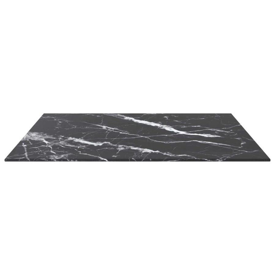 Tafelblad 70X70 Cm 6 Mm Gehard Glas Met Marmeren Design Zwart