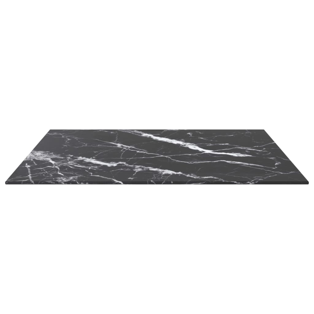 Tafelblad 70X70 Cm 6 Mm Gehard Glas Met Marmeren Design Zwart 70 x 70 cm Zwart en wit