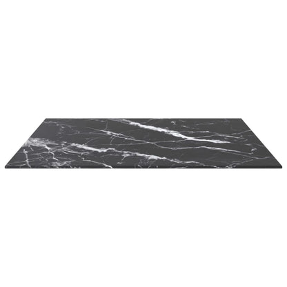 Tafelblad 70X70 Cm 6 Mm Gehard Glas Met Marmeren Design Zwart 70 x 70 cm Zwart en wit