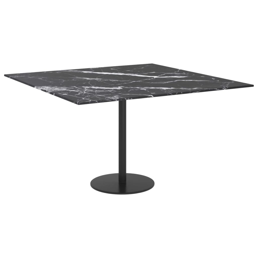 Tafelblad 70X70 Cm 6 Mm Gehard Glas Met Marmeren Design Zwart 70 x 70 cm Zwart en wit