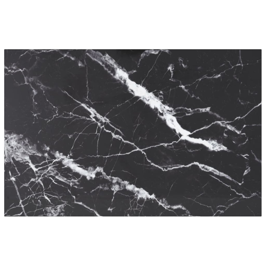 Tafelblad 70X70 Cm 6 Mm Gehard Glas Met Marmeren Design Zwart