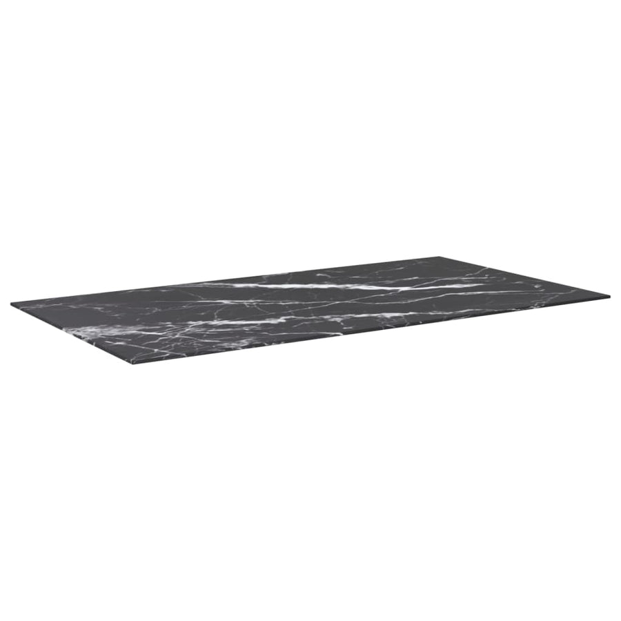 Tafelblad 120x65 cm 8 mm gehard glas met marmeren design zwart 120 x 65 cm Zwart en wit