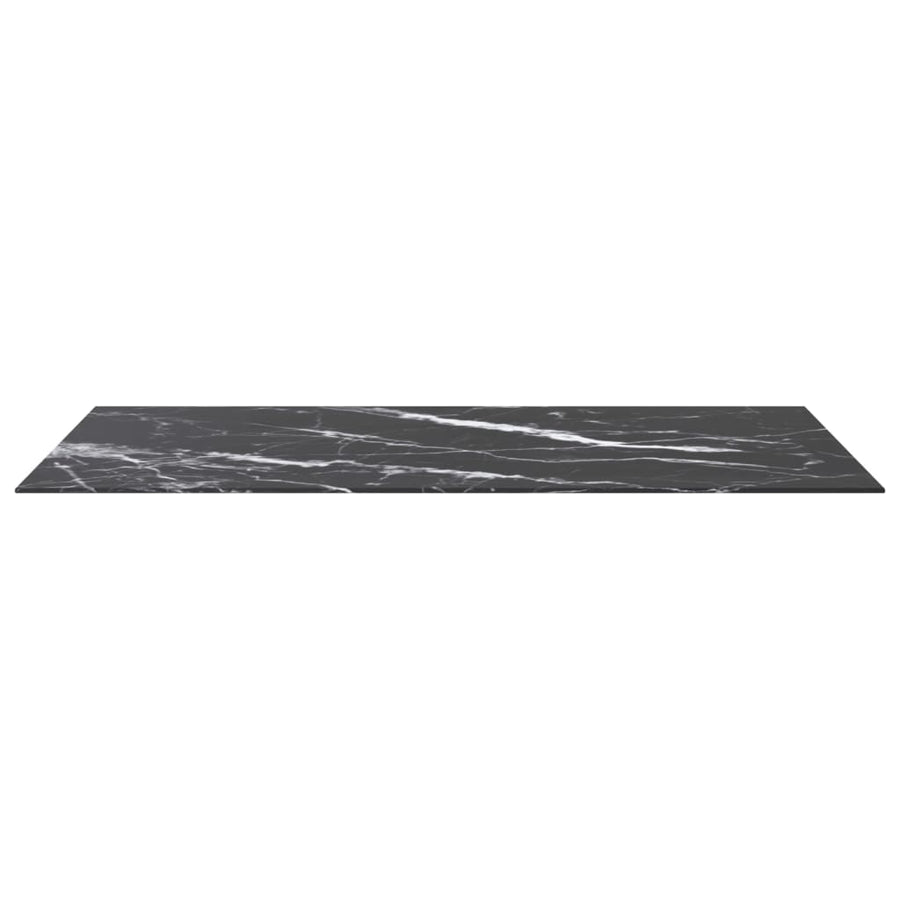 Tafelblad 120x65 cm 8 mm gehard glas met marmeren design zwart 120 x 65 cm Zwart en wit