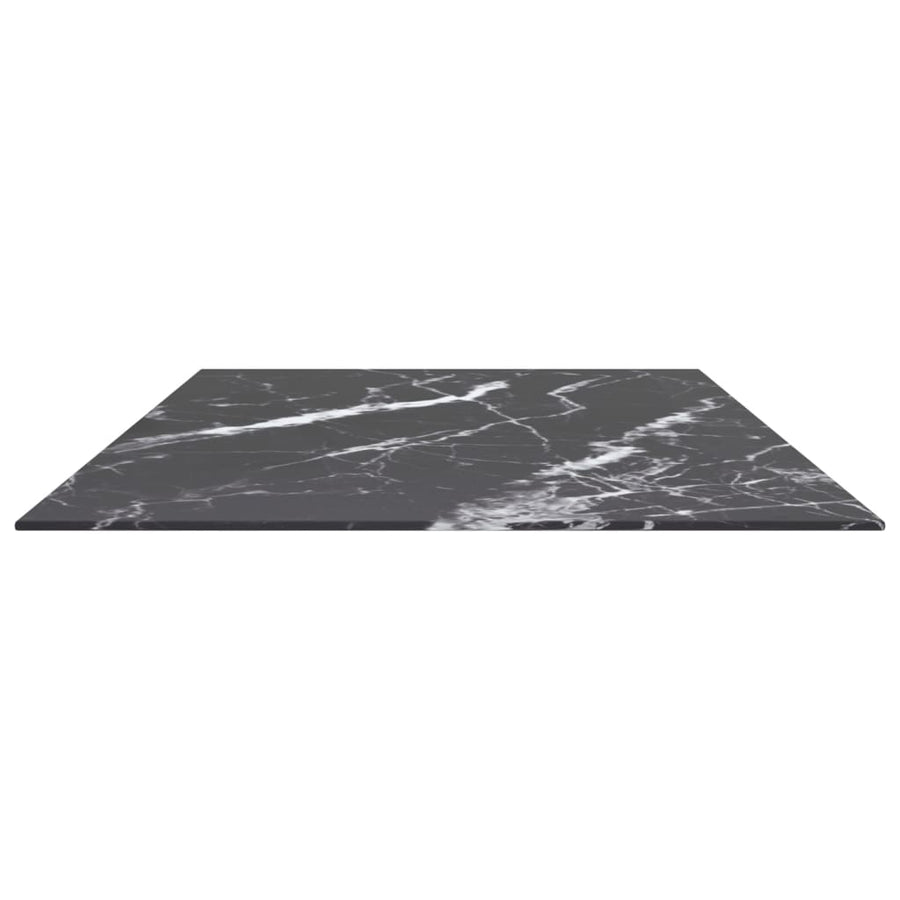 Tafelblad 120x65 cm 8 mm gehard glas met marmeren design zwart 120 x 65 cm Zwart en wit