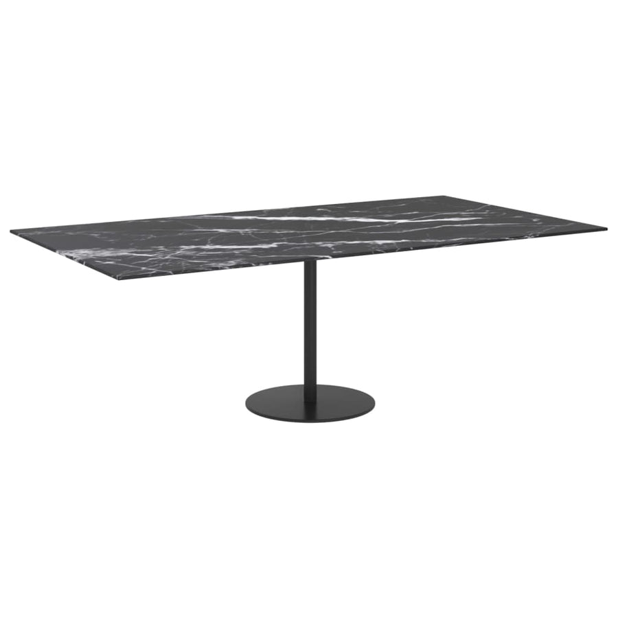 Tafelblad 120x65 cm 8 mm gehard glas met marmeren design zwart 120 x 65 cm Zwart en wit